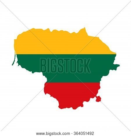 Lithuania Flag Map. Country Outline With National Flag