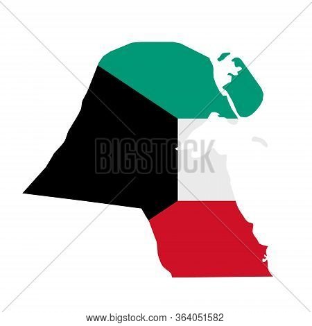 Kuwait Flag Map. Country Outline With National Flag