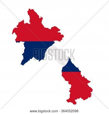 Laos Flag Map. Country Outline With National Flag