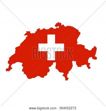 Switzerland Flag Map. Country Outline With National Flag