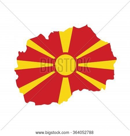 Macedonia Flag Map. Country Outline With National Flag