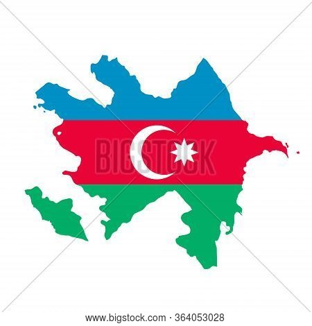 Azerbaijan Flag Map. Country Outline With National Flag