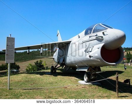 Rimini / Italy - August 8, 2002: The Aviation Theme Park Of Rimini. Vought A 7e Corsair Ii