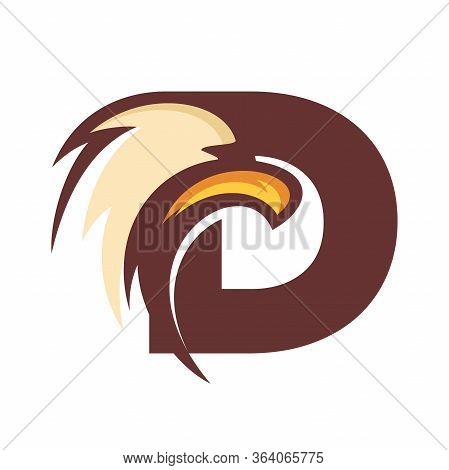 Strong And Bold Illustration Logo Design Initial D Combine With Eagle Head.