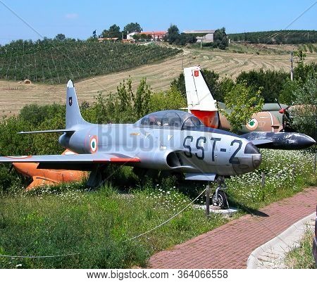 Rimini / Italy - August 8, 2002: The Aviation Theme Park Of Rimini. Lockeed T33 A.