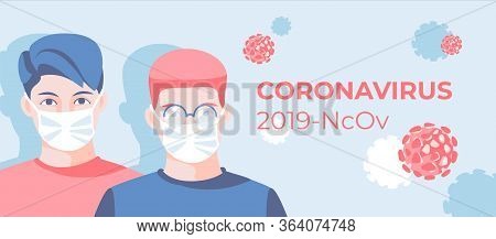 Two Guys Wear Masks Coronovirus Spead And Prevention