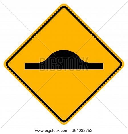 Warning Traffic Signs Speed Hump On White Background
