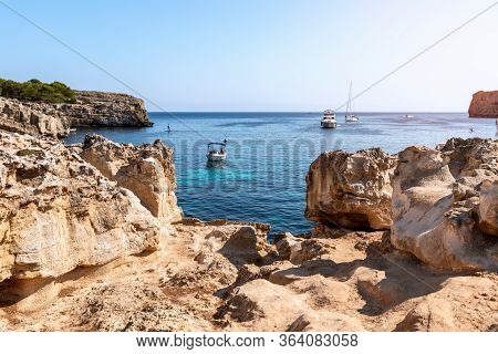 Seascape View Of The Famous Bay Cala Turqueta. Menorca, Balearic Islands, Spain