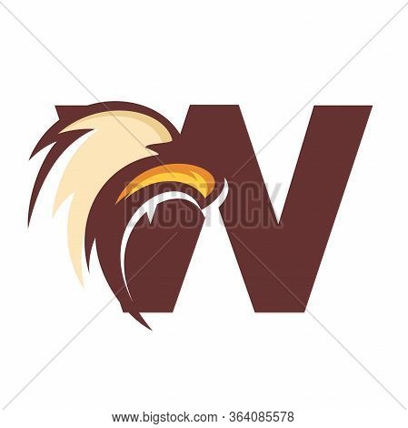 Strong And Bold Illustration Logo Design Initial W Combine With Eagle Head.