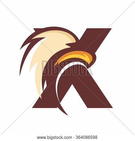 Strong And Bold Illustration Logo Design Initial X Combine With Eagle Head.