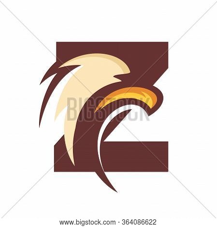 Strong And Bold Illustration Logo Design Initial Z Combine With Eagle Head.