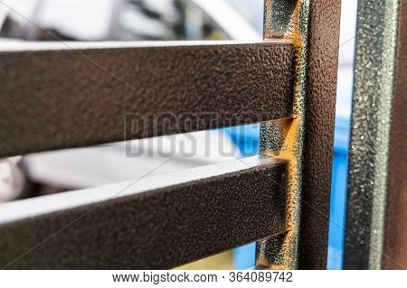 Rust Forming On Non Galvanized Epoxy Painted Steel Metal Gate