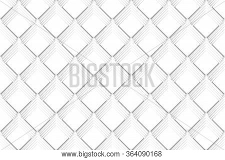 3d Rendering. Seamless Modern White Square Grid Pattern Design Wall Art Background.