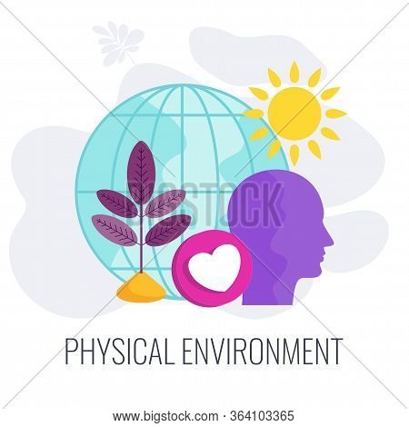 Physical Environment Infographics Pictogram. 7 Ps Marketing Mix. Flat Vector Illustration. Strategy 