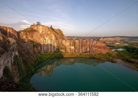 A Beautiful Cliff Near Abandoned Mining Site Guar Petai In Early Morning.