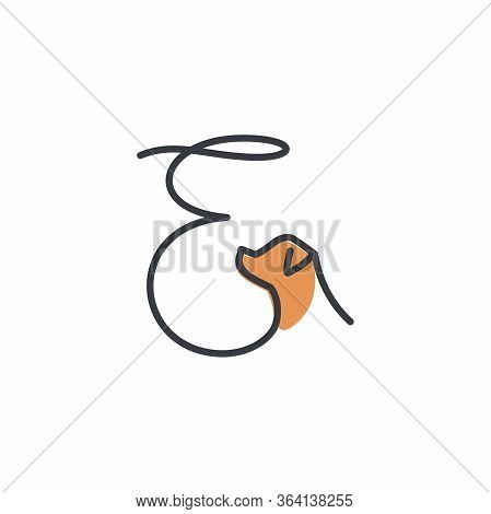 Simple And Cheers Logo Design Illustration Mono-line Style Initial E Dog.