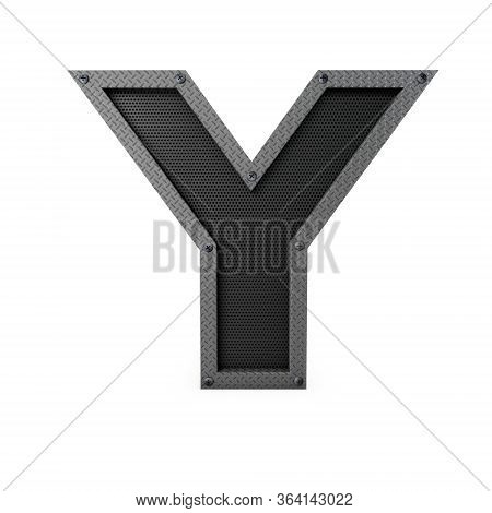 Letter Y Industrial Metal Type. 3d Rendering