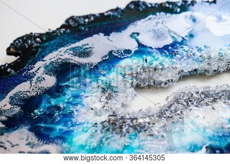 Part of original epoxy resin art close up lacing
