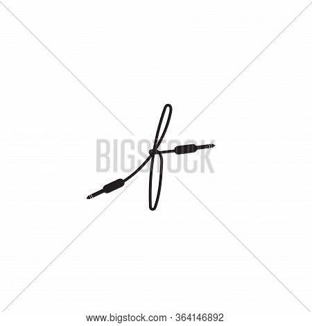 An Isolated Cable Jack Audio Logo Concept. Letter F Lowercase Alphabet Logo Design Template. Handwri