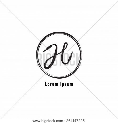 An Isolated Cable Jack Audio Logo Concept. Letter H Uppercase Alphabet Logo Design Template. Handwri