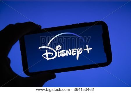 London, Uk - April 17 2020: Disney Plus Streaming Service Logo On A Smartphone