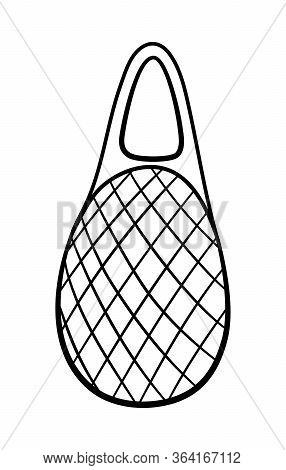 Outline Style Textile Mesh Ecobag Isolated Illustration On White Background