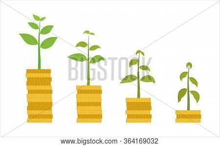 Vector Illustration Of Money Go Down With Plant Go To Dead - Business Concept