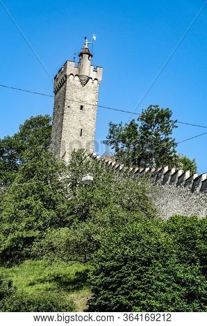 Portion Of The Old City Wall In Lucerne, Switzerland