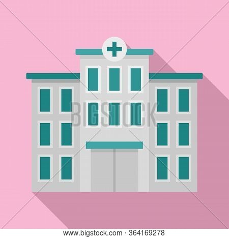 Hospital Building Icon. Flat Illustration Of Hospital Building Vector Icon For Web Design