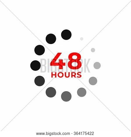 48h Color Icon And Time Concept Isolated On White. Work, Deadline, Delivery Timer. Open, Special Off