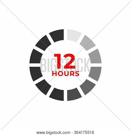 12h Color Icon And Time Concept Isolated On White. Work, Deadline, Delivery Timer. Open, Special Off