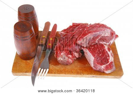 beef fresh raw steak on wood cut board ready to cooking