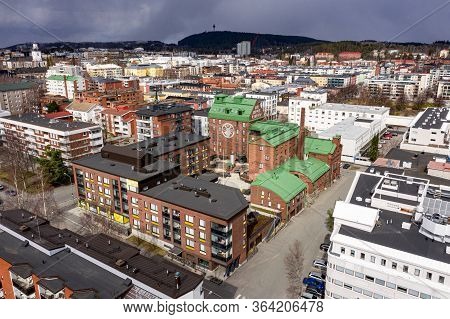 Kuopio, Finland - April 28, 2020: Aerial View Of The Rebuilt Old Building Of Mill To The Modern Apar