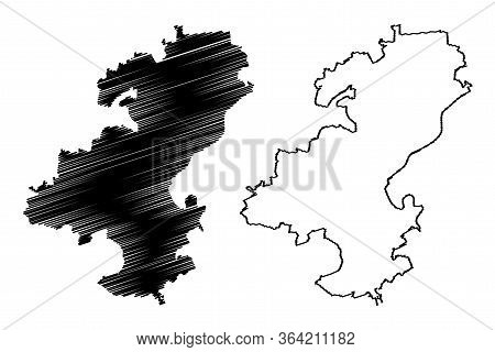 Ulm City (federal Republic Of Germany, Baden-wurttemberg) Map Vector Illustration, Scribble Sketch C