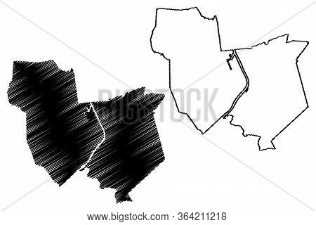 Venlo City (kingdom Of The Netherlands, Limburg, Holland) Map Vector Illustration, Scribble Sketch C
