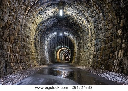 Beautifully Lit Tunnel Of Parenzana Railway, Strunjan, Slovenia