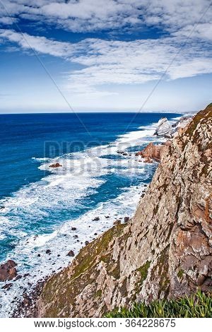 Beautiful Seascape. A View Of The Atlantic Ocean From The Rock Cape. Sintra. The Rock Cape. Lisbon