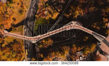 Pedestrian-bicycle Bridge Over Vladimirsky Descent And Peoples Friendship Arch
