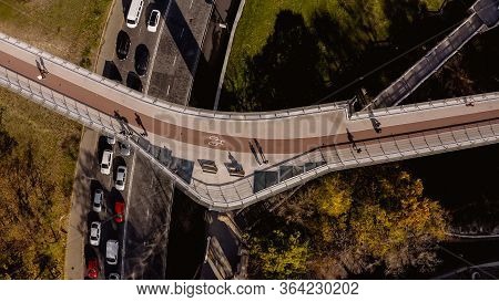 Pedestrian-bicycle Bridge Over Vladimirsky Descent And Peoples Friendship Arch
