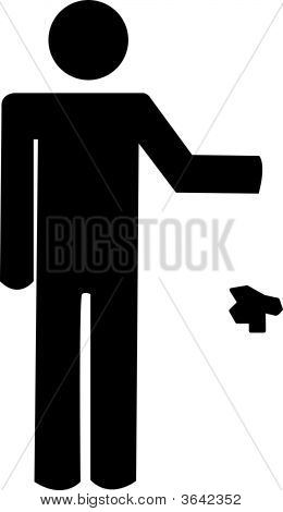 Stick Man Throwing Garbage.