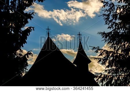 Putna, Suceava Romania 07.15.2011 Roof Of A Putna Monastery In Bucovina With A Special Architecture 