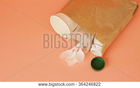 Pile Of Empty Plastic Waste, Pollution Concept. Copyspace
