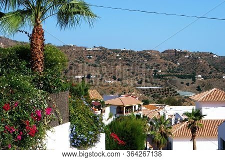 View Over Village Rooftops, Whitewashed Village (pueblo Blanco), Macharaviaya, Costa Del Sol, Malaga