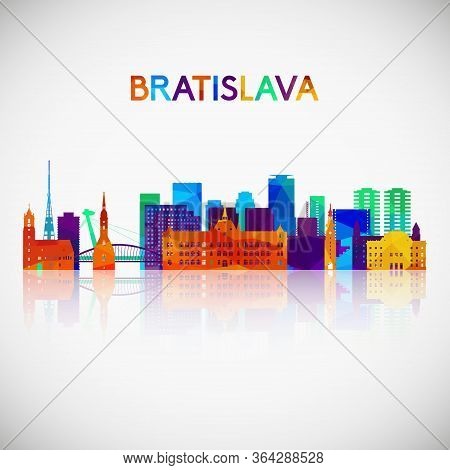 Bratislava Skyline Silhouette In Colorful Geometric Style. Symbol For Your Design. Vector Illustrati