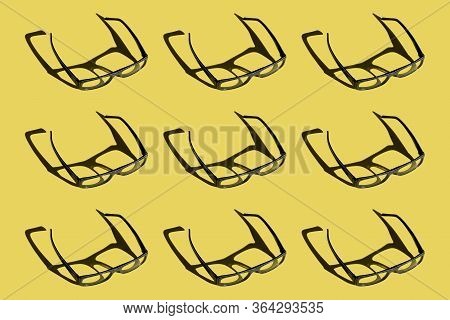 Black Sunglasses Pattern On Yellow Background Pattern