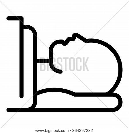 Man Lying In Tomograph Icon. Outline Man Lying In Tomograph Vector Icon For Web Design Isolated On W