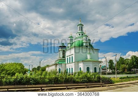 Alapayevsk, Russia - June 15, 2017: Holy Trinity Orthodox Cathedral Sunny Summer Day, Russia, Ural, 