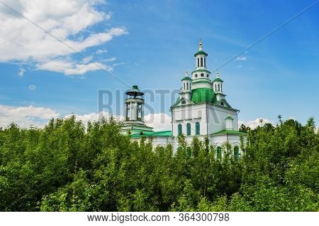 Alapayevsk, Russia - June 15, 2017: Holy Trinity Orthodox Cathedral Sunny Summer Day, Russia, Ural, 