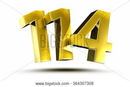 3d Illustration Numbers 114 Gold Isolated On A White Background.(with Clipping Path)