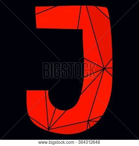 J Red Alphabet Vector Letter Isolated On Black Background